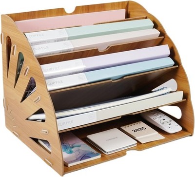 Holz Ablagefächer Schreibtisch Organizer Büro Dokumentenhalter