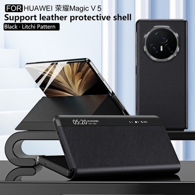 For Honor Magic V5 5G, Classic Smart Wake Sleep Flip Leather Magnetic Case Cover
