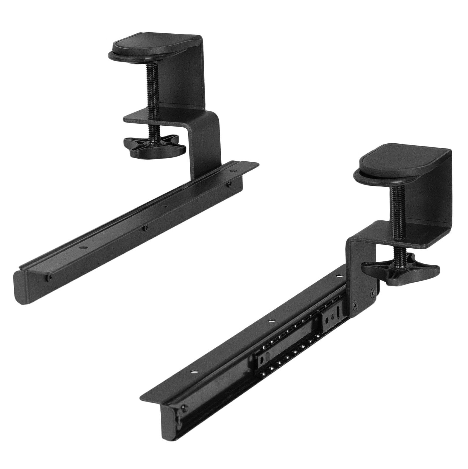 Under Desk Keyboard Tray Sliding Rails with C Clamps Smooth Slider Tracks