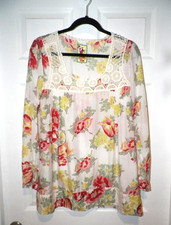 JOHNNY WAS 100 SILK FLORAL TOP SZ S