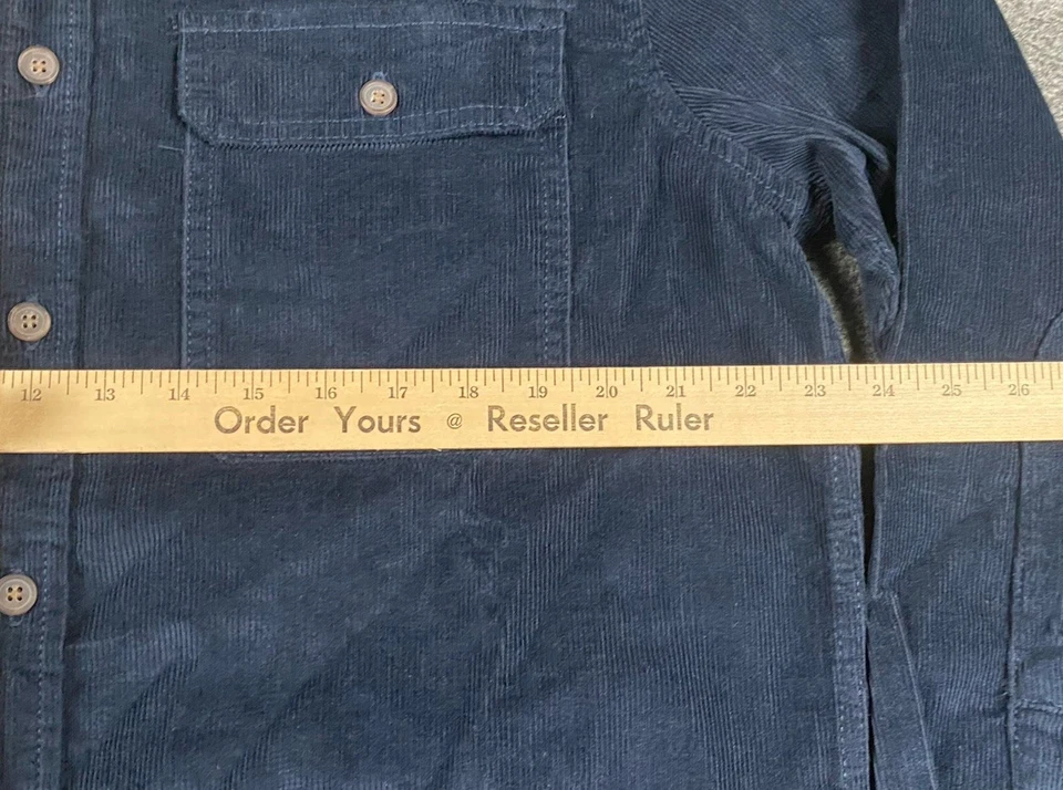 Line Of Trade Shirt Mens Medium Blue Corduroy Chore Pockets Workwear Long Sleeve - Image 4 of 4