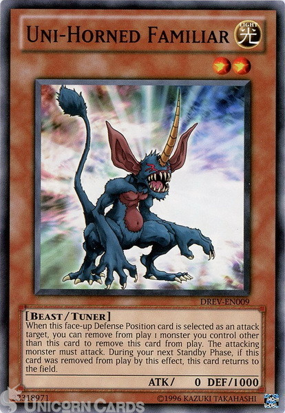 DREV-EN009 Uni-Horned Familiar Common UNL Edition Mint Yu-Gi-Oh! Card