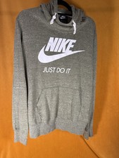 Nike Just Do It Gray Pullover Hoodie XL Hooded Drawstring Logo women s