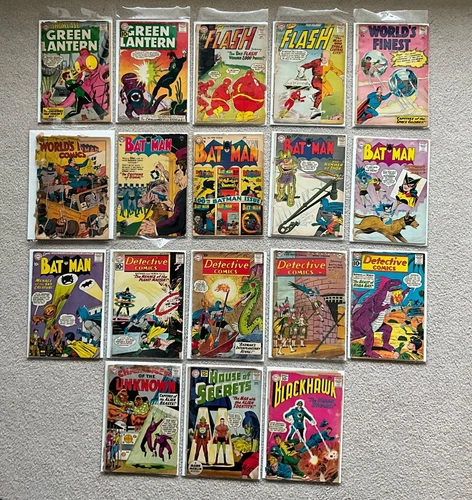 Lot of 18 vintage early silver age DC comics Batman,Flash, Green Lantern 10 cent