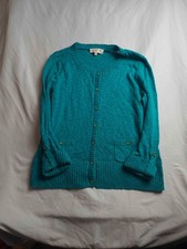 Jones New York Sport Cardigan Sweater Womens XL Teal Knit Button Front Crew Neck