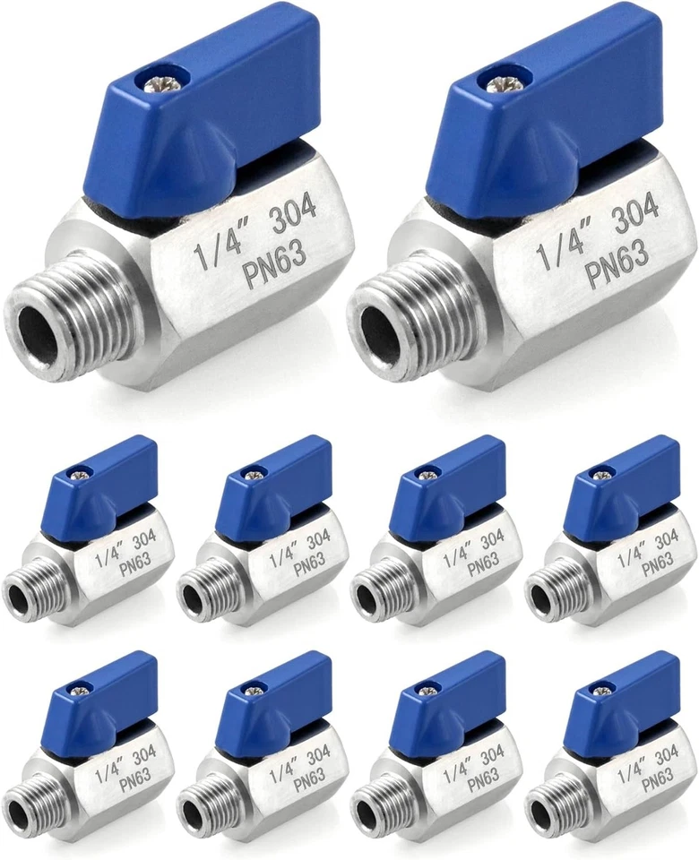 Mini Ball Valve Set, 10 Pack Stainless Steel - Image 3 of 4