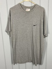 Vintage 90s Nike Swoosh Logo Gray T-Shirt Size L Made In USA Short Sleeve