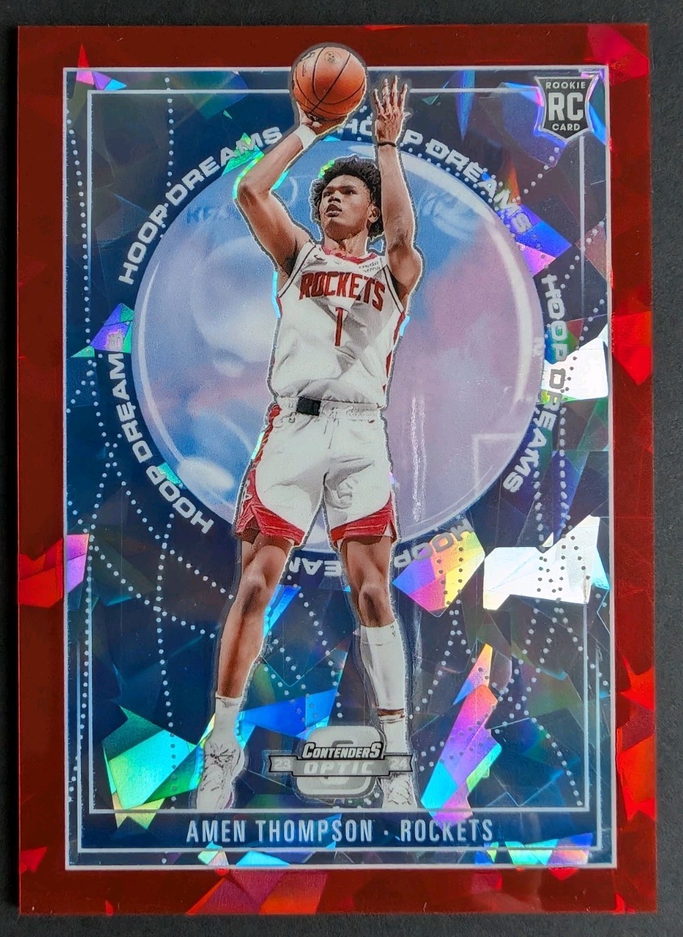 Amen Thompson 2023-24 Panini Contenders Optic Hoop Dreams Red Cracked Ice /175