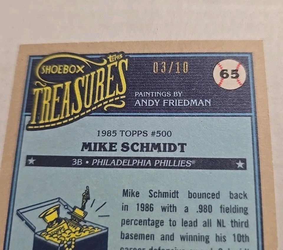 2025 Mike Schmidt Stamp /10 Topps Shoebox Treasures Andy Friedman #65 Phillies - Imagem 3 de 3