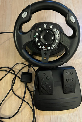 Brooklyn PS2 Lenkrad mit Pedalen verkabelt Schwarz