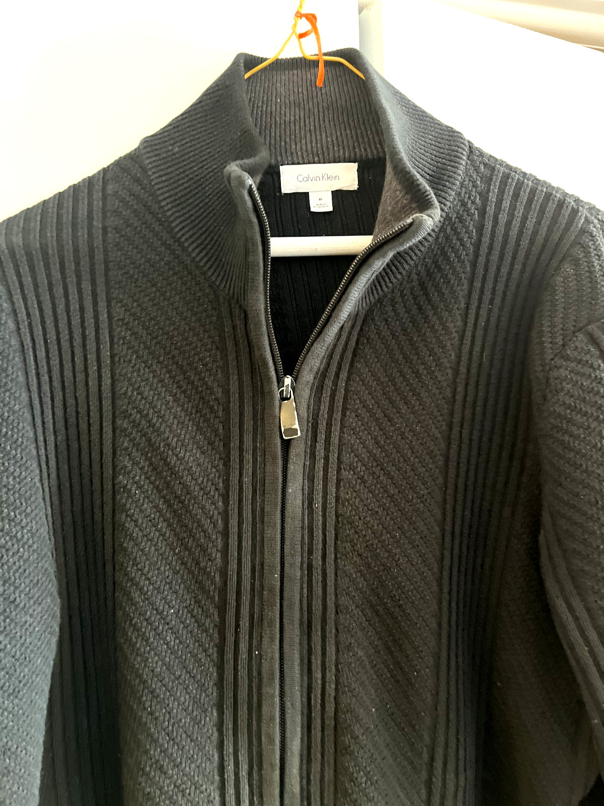 Calvin Klein Men’s Full Zip Sweater Jacket Size Medium, Dark Grey Knit thumbnail 5