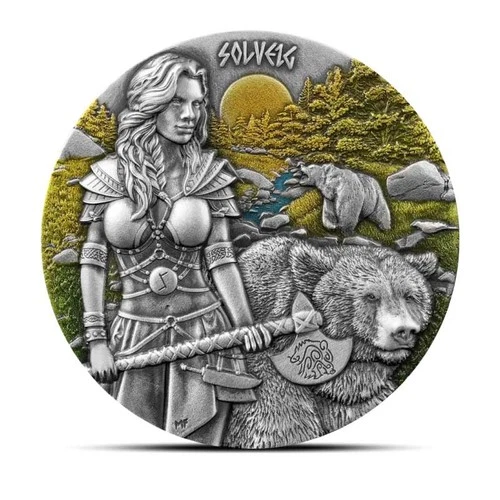 2024 2 oz Germania Valkyries Solveig Silver Coin (UHR, BU)