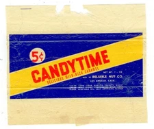 c1940s Candytime 5c candy bar wrapper - 1-1/4 oz - Reliable Nut, LA California