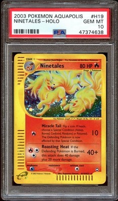PSA 10 GEM MINT Ninetales H19/H32 HOLO RARE Aquapolis Pokemon Card