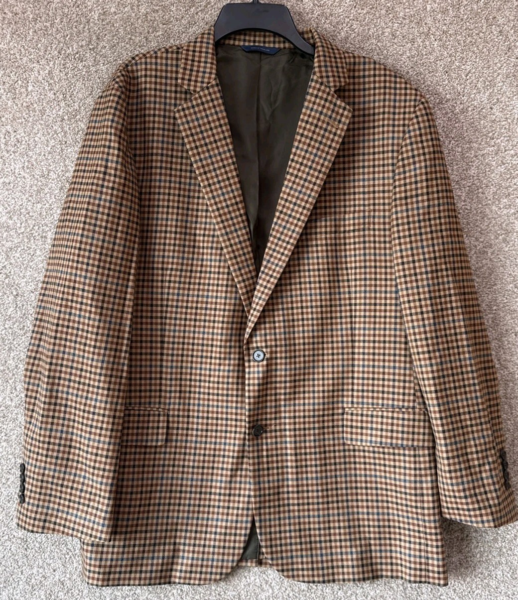 Brooks Brothers Blazer Sport Coat Regent Fit Mens 46R Brown Wool Check Jacket
