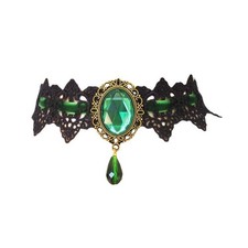 Victorian Costume Party Stone Lace Choker Vintage Black Lace Choker Necklace for