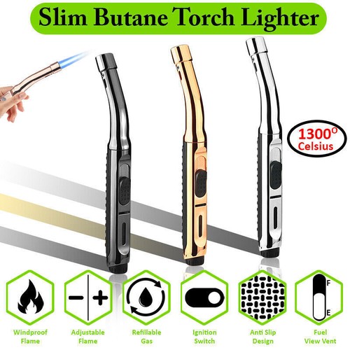 Butane Jet Adjustable Flame Torch Lighter Welding Windproof Refillable Gas - Foto 3 di 23
