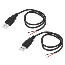Micro USB Male to 2Pin Bare Wire 24AWG 20" 2Pcs Open End Pigtail Power Cable