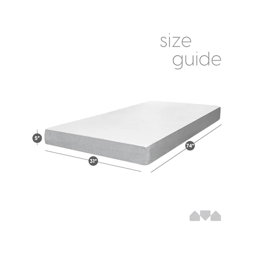 Colchón estrecho de espuma viscoelástica de 5 pulgadas para cuna, 74x31 pulgadas, medio firme, paquete de 2 Foto 3 de 4