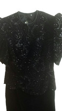 Scott McClintock Black Sequin Formal Dressy Gown Sparkle Open Back MST