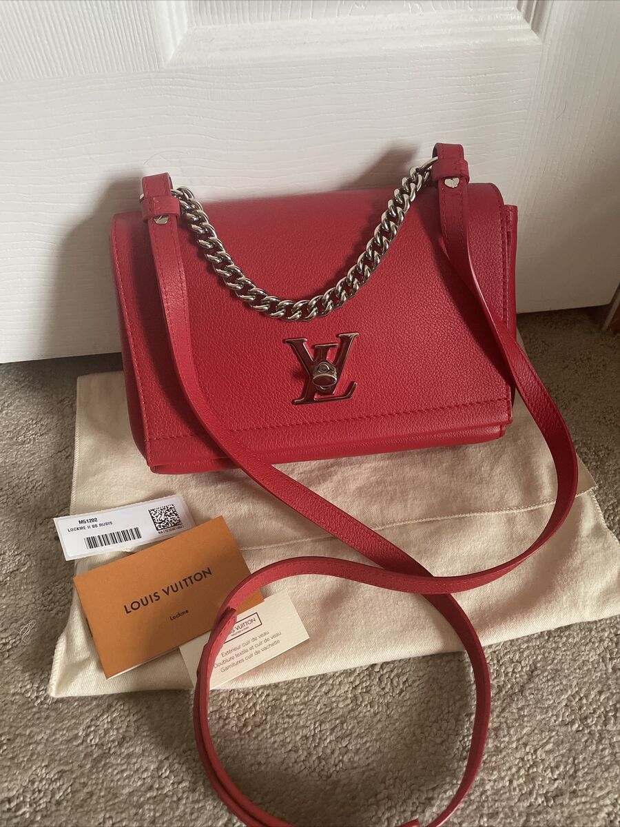 Authentic Louis Vuitton Lockme Red Leather Bb Cross Body Bag