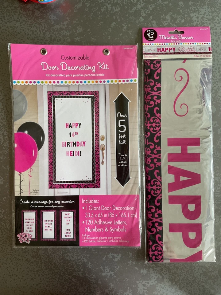 Princesa Reina Rosa y Negro Fiesta Suministros Kit Caja Cumpleaños Tiara Corona Signo Foto 2 de 4