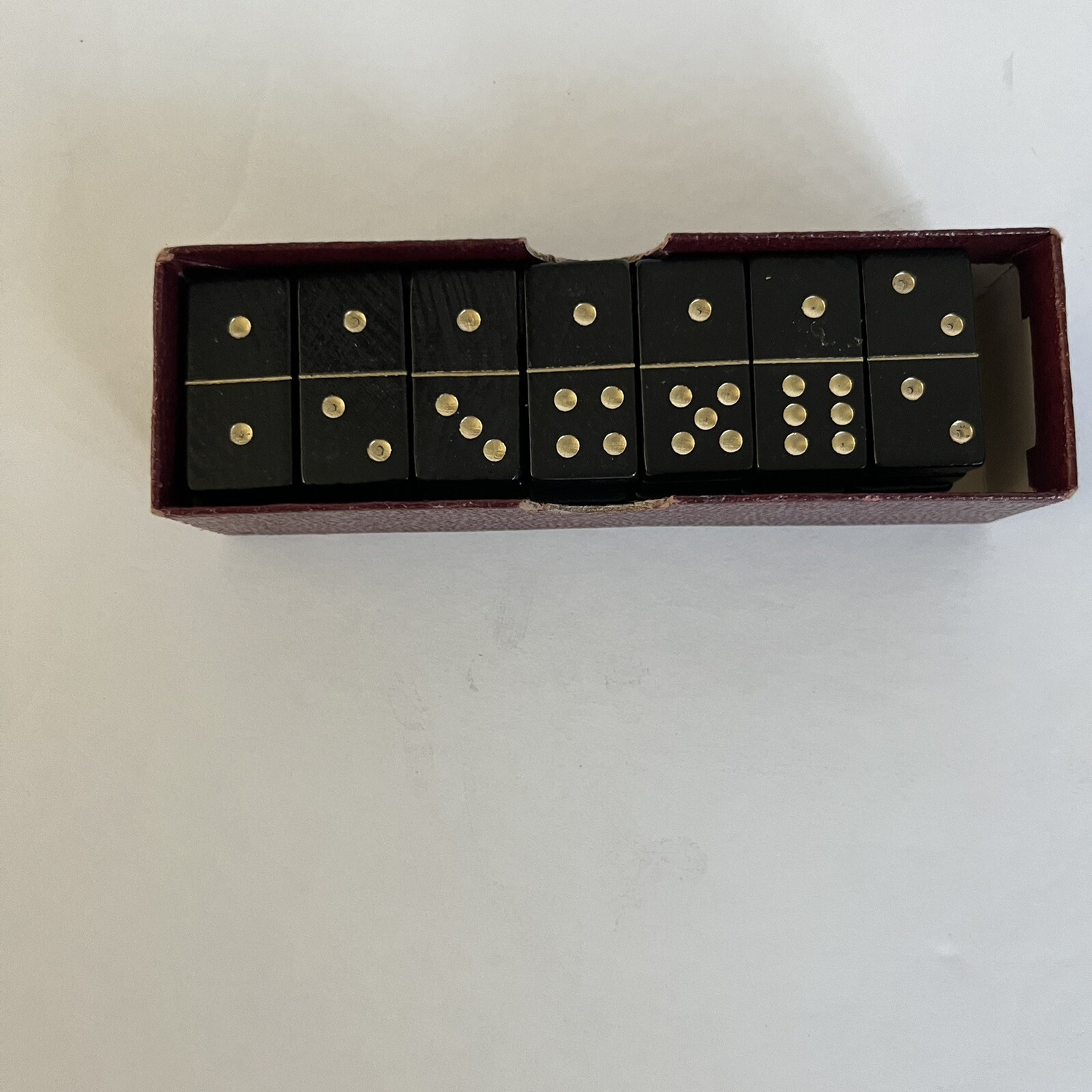 Vtg Mini-Dominoes Double Six Set Original Box 5x1.5” Great Gift! EUC