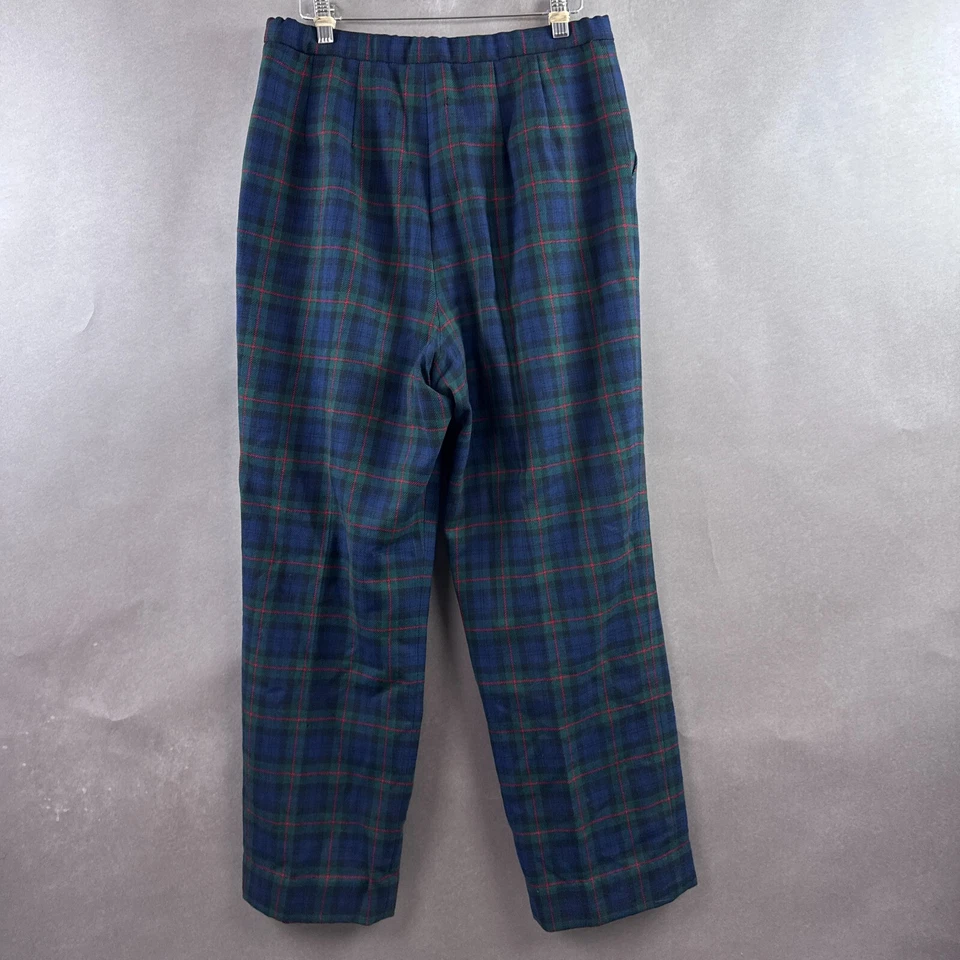 Pantalones Pendleton Vintage Mujer 12 Azul Verde Argyle Tartán Cuadros Hecho en EE. UU. Lana Foto 3 de 4