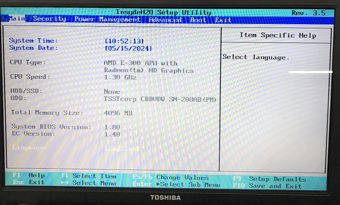 Toshiba Satellite C650D AMD E-300 1.30GHZ 4GB Ram No HDD Boot to