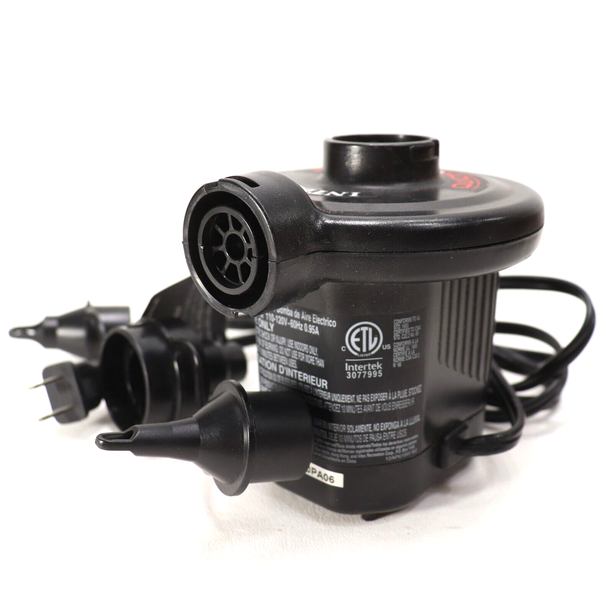 Intex Quick Fill 100 Electric Air Pump AP619-111 3 Nozzle