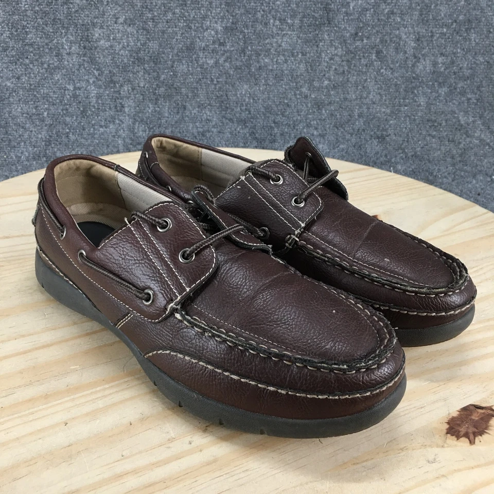 Mourtain Greek Shoes Mens 11 M Boat Brown Faux Leather Slip On Moc Toe Casual - Image 3 of 4