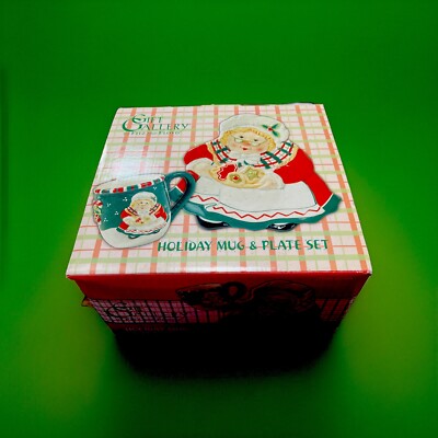 Fitz and Floyd Gift Gallery Christmas Holiday Mug & Plate Set Mrs. Claus NIB