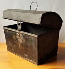 vintage 19thc toleware tole tin painted stenciled document box large 9.5 restore