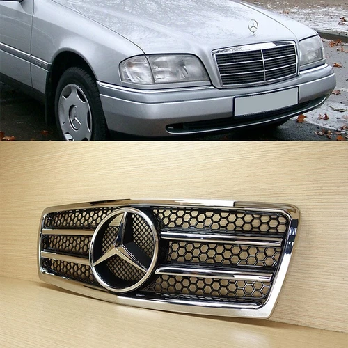 Shiny Black C-Class Front Grille ABS Fit Mercedes Benz W202 C-Class 1994-2000