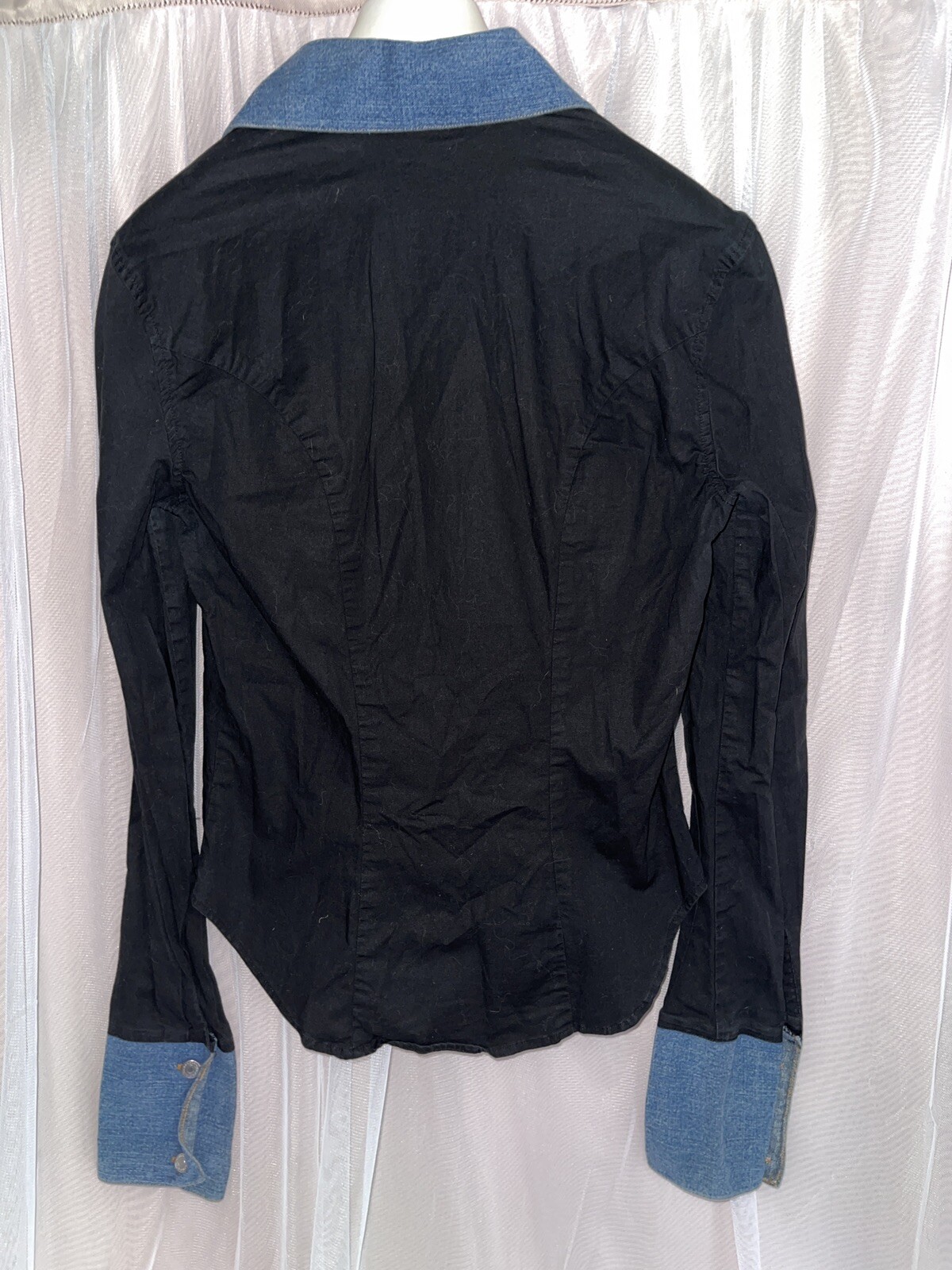 john richmond  Denim Vtg shirt Woman’s Stretch Cotton Black Made In italy  44/IT image 9