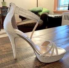 Jewel Badgley Mischka Womens Florencia Glitter Strappy Heel Size 9 FREE SHIPPING