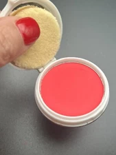VINTAGE MAX FACTOR HOLLYWOOD MID CENTURY COMPACT CAKE ROUGE BLUSH BLUE  RED #2