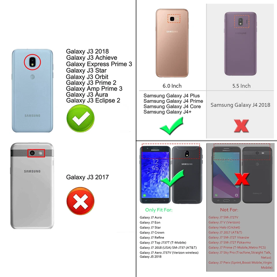 Funda de teléfono para Samsung Galaxy J3/J4 Plus/J7 brillo líquido diamante arena movediza Foto 3 de 4