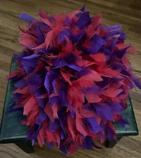 Vintage Red Hat Society Red and Purple Feather Hat Cap Fluffy
