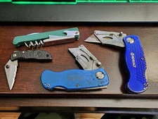 Sheffield & Kobalt folding utility knives, bottle opener and mini knife