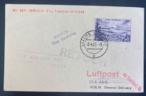1957 Luxembourg First Flight Airmail cover To Dublin Ireland aer Lingus FFC