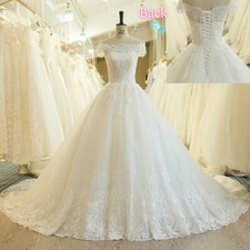 Elegant A-Line Wedding Dresses Strapless Sleeveless Lace Applique Bridal Gowns