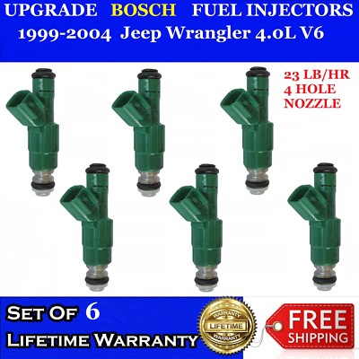 6x  4 Hole Upgrade OEM EV6 Bosch Fuel Injectors 1999-2004 Jeep Wrangler 4.0L