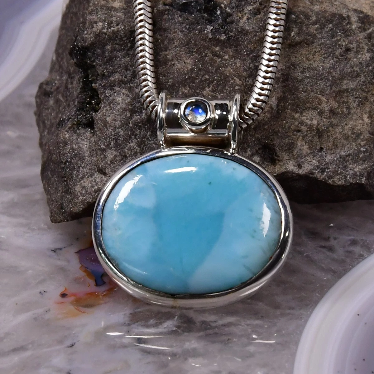 Jugendstil-Anhänger Mit Schimmerndem Mondstein Aus .925 Sterling Silbe – TMS Trends