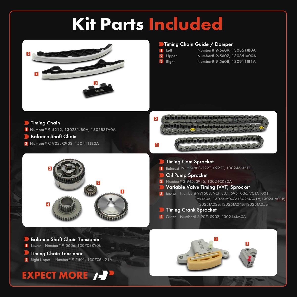 A-Premium 11x Timing Chain Kit for Nissan Rogue Altima 2010-2013