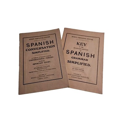 2x Hugos Simplified System Spanish Grammar Conversation Vintage PB Books