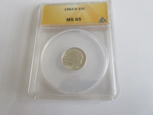 1962-D , Roosevelt Dime , ANACS , MS 65