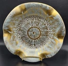 Vtg MCM Stangl Pottery Turquoise Gold Dish Console Bowl 22kt
