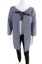 Shrimps Women's Checkered 3/4 Sleeve Lightweight Mid Length Jacket Blue Size 12