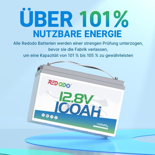 Redodo 1/2/3/4 Pack Lithium Batterie 12V 100Ah LiFePO4 für Solar Wohnmobil Boot - Afbeelding 4 van 11